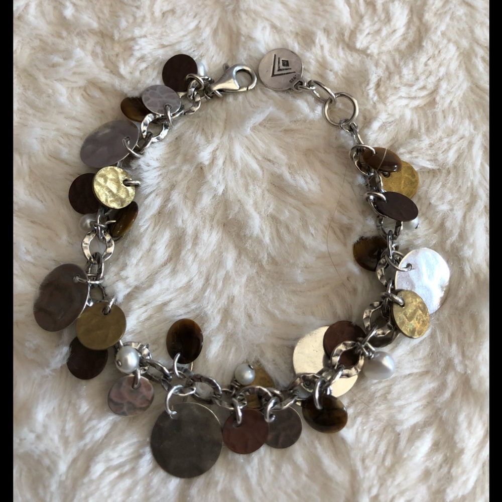 Silpada sterling silver , brass , pearl bracelet